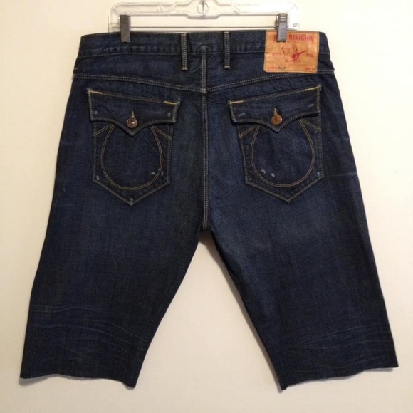 true religion blue jean shorts